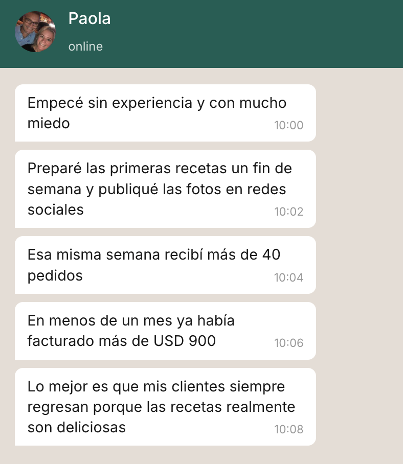 Paola: en menos de un mes ya había facturado más de USD 900